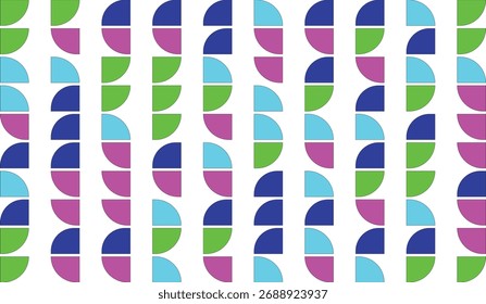 Padrão abstrato de um quarto de círculo. Projeto geométrico cor de negrito plano de fundo de azulejos sem costura. Design têxtil de superfície moderno.