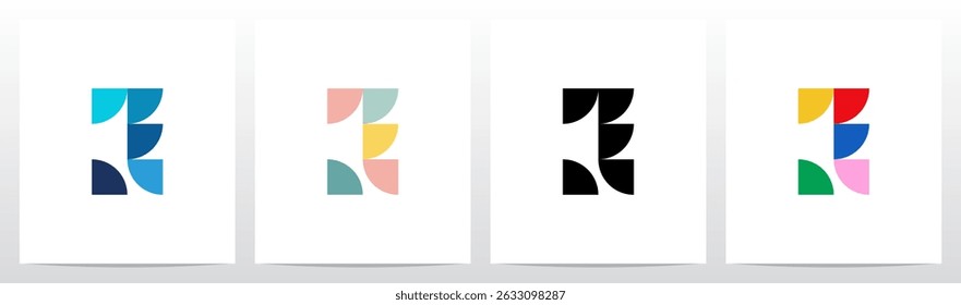 Quarto de Círculo e Meio de Círculo Geométrico Letra Inicial Design do Logotipo E