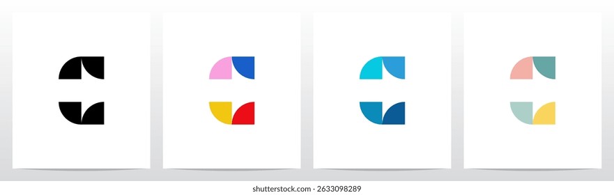 Quarto de Círculo e Meio de Círculo Geométrico Letra Inicial Design do Logotipo C