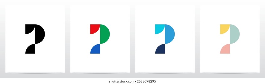 Quarto de Círculo e Meio de Círculo Geométrico Letra Inicial Design do Logotipo P