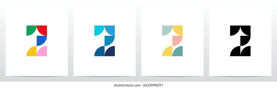 Quarto de Círculo e Meio de Círculo Geométrico Letra Inicial Design do Logotipo Z
