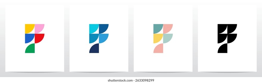 Quarto de Círculo e Meio de Círculo Geométrico Letra Inicial Design do Logotipo F
