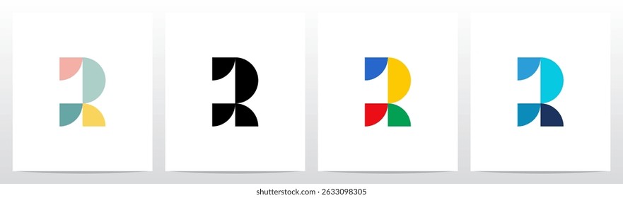 Quarto de Círculo e Meio de Círculo Geométrico Letra Inicial Design do Logotipo R