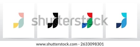 Quarter Circle and Half Circle Geometric Initial Letter Logo Design J