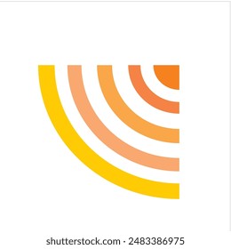 Diseño de logotipo de cuarto de círculo con líneas de varios colores