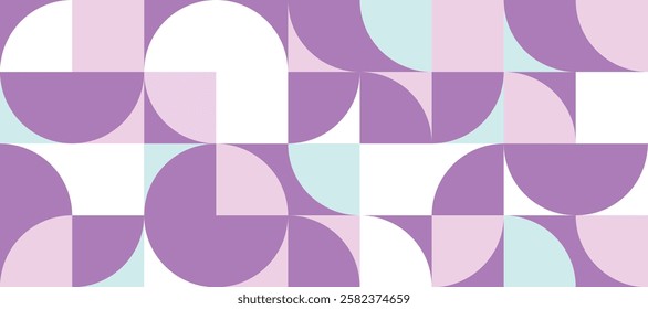 Quarter Circle Pattern in Pastel Purple, Modern Minimalist Design, Abstract Vector Background