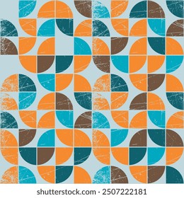 Círculos cuartos, patrón abstracto y sucio. Vector y patrón geométrico.