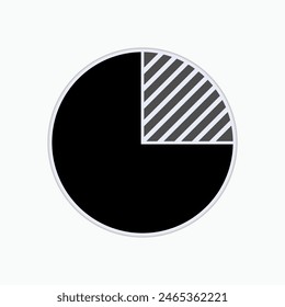 Quarter Cropped Circle. 15 Minutes Symbol.  