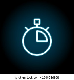 Quarter of an hour blue neon icon. Simple thin line, outline vector of time icons for ui and ux, website or mobile application