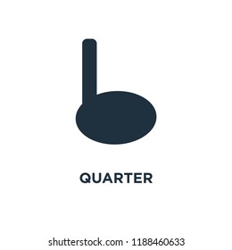 Quarter icon. Black filled vector illustration. Quarter symbol on white background. Can be used in web and mobile.