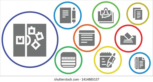 quarter icon set. 9 filled quarter icons.  Simple modern icons about  - Note, Notes