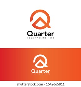 Quarter Logo - Monogram mark that created from shapes of 'Q' with roof elements . The mark can be suitable for business related to 'Q' initials, real estate, property and everything about residential