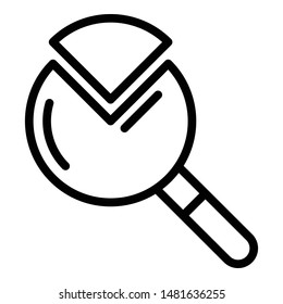 A quarter of the magnifier icon. Outline a quarter of the magnifier vector icon for web design isolated on white background