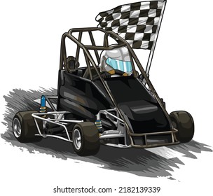 quarter midget  racing motorcycle on black background for poster, t-shirt print, business element, social media content, blog, sticker, vlog, and card. vector illustration.