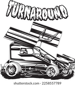 quarter midget racing outline illustration for poster, digital printing, for graphic design and for t-shirt