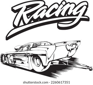 quarter midget racing outline illustration for poster, digital printing, for graphic design and for t-shirt