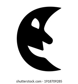 Icono de la cara de la luna de cuarto aislado ilustración vectorial. Iconos vectoriales de estilo negro de alta calidad