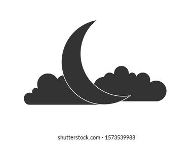 quarter moon in the sky, flat design. Simple flat design