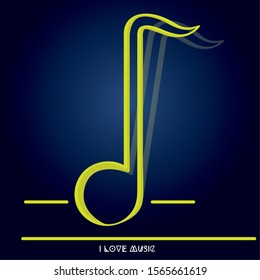 Quarter musical note over a colored background - Vector