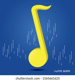 Quarter musical note over a colored background - Vector