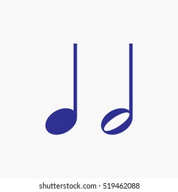 Quarter Note and Half Note Icon Symbol Vector Design