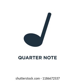 Quarter note icon. Black filled vector illustration. Quarter note symbol on white background. Can be used in web and mobile.
