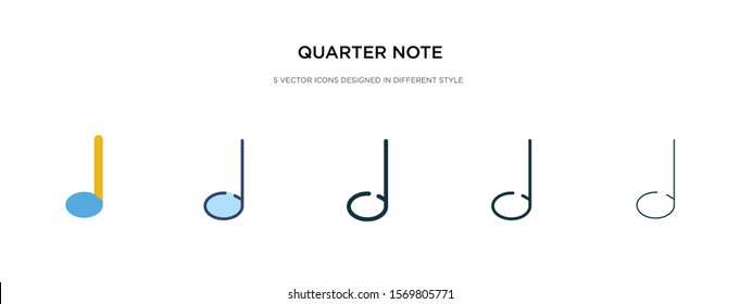 quarter note icon in different style vector illustration. two colored and black quarter note vector icons designed in filled, outline, line and stroke style can be used for web, mobile, ui