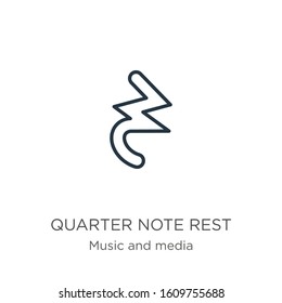 Quarter note rest icon. Thin linear quarter note rest outline icon isolated on white background from music and media collection. Line vector sign, symbol for web and mobile