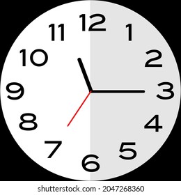 Quarter past 11 o'clock or Fifteen minutes past eleven o'clock analog clock. Icon design use illustration flat design