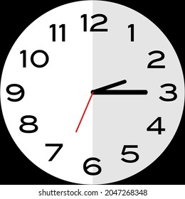 Quarter past 2 o'clock or Fifteen minutes past two o'clock analog clock. Icon design use illustration flat design