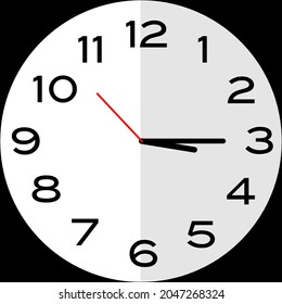 Quarter past 3 o'clock or Fifteen minutes past three o'clock analog clock. Icon design use illustration flat design