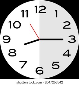 Quarter past 8 o'clock or Fifteen minutes past eight o'clock analog clock. Icon design use illustration flat design