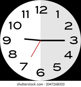 Quarter past 9 o'clock or Fifteen minutes past nine o'clock analog clock. Icon design use illustration flat design