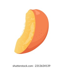 Quarter peach back view. Flat vector peach