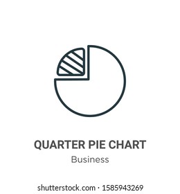 Quarter pie chart outline vector icon. Thin line black quarter pie chart icon, flat vector simple element illustration from editable business concept isolated on white background