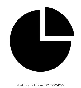 A quarter piece of pie, chart vector simple graph symbol isolated on a white