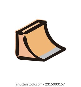 Quarter pipe - Skateboarding icon (Hand-drawn line, colored version)