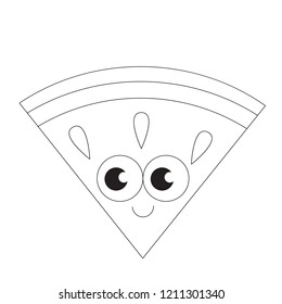 Quarter Slice Watermelon cartoon. Outlined illustration with thin line black stroke