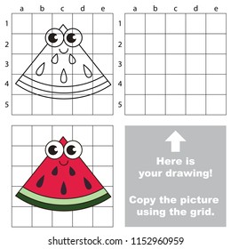 Quarter slice watermelon, the educational game with simple game level. Copy the picture.