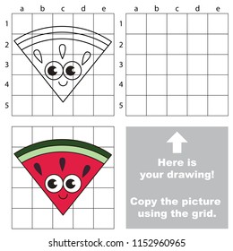 Quarter slice watermelon, the educational game with simple game level. Copy the picture.