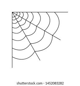 Quarter spider web isolated on white background. Halloween spiderweb element. Cobweb line style. Vector illustration for any design.