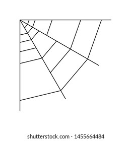Quarter spider web isolated on white background. Halloween spiderweb element. Cobweb line style. Vector illustration for any design.