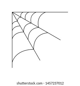 Quarter spider web isolated on white background. Halloween spiderweb element. Cobweb line style. Vector illustration for any design.