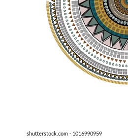 A quarter of a tribal circle ,ethnic illustration with hand drawn elements