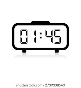 Quarter to two digital alarm clock illustration for nocturnal lifestyle and late night activity themes