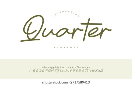 Quarter Vintage Retro Monoline Script Font Alphabet Vector For Badge Logo Design