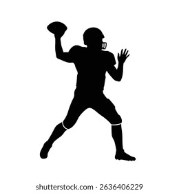 Quarterback Mid-Throw Arm Back Black Silhouette Icon American Football Passing Action Art