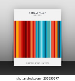 Quarterly / annual report cover with vertical stripes