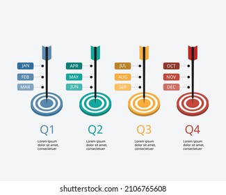 quarterly goal template for infographic for presentation for 12 months in 4 quarter 