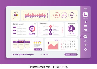 Quarterly personal report, info graphic panel templates